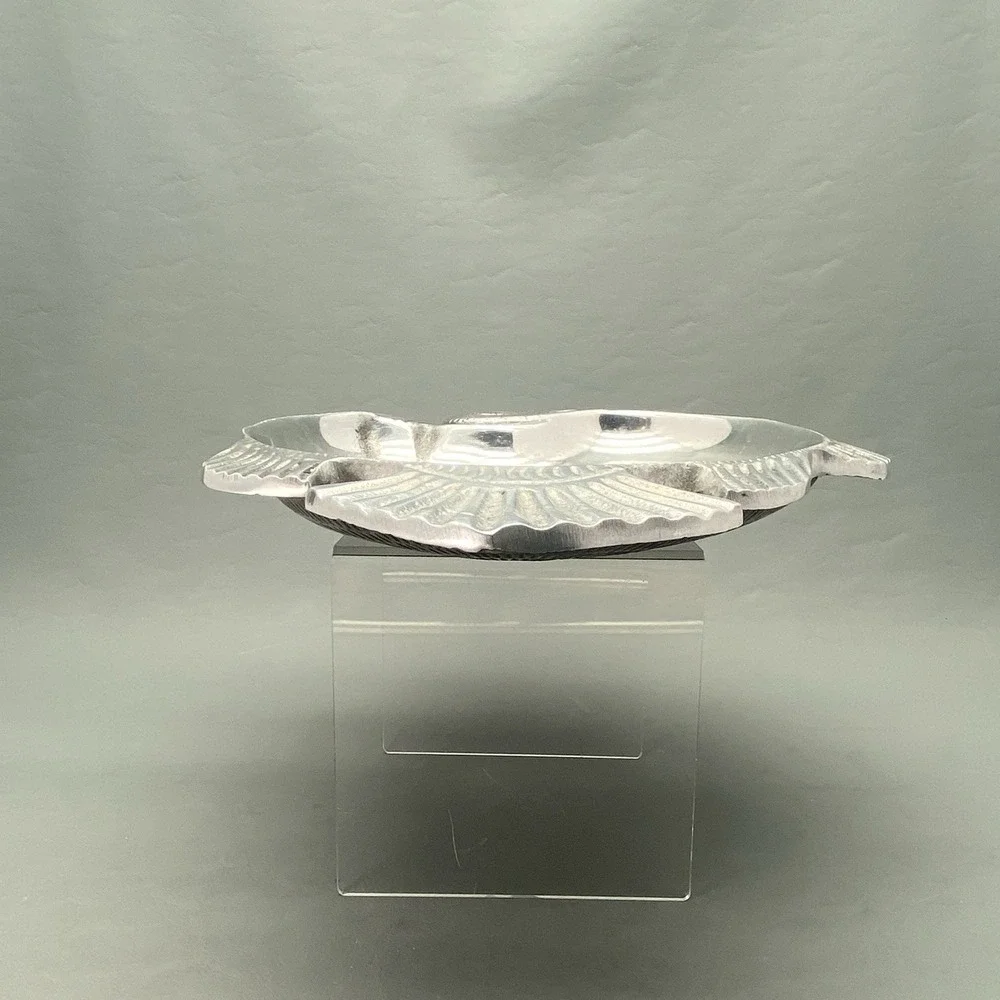 Vintage Cast Metal Aluminum Fish Platter Tray Dish Jewelry Trinket Candy Bowl